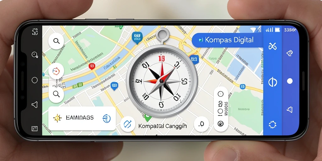 Tampilan antarmuka kompas digital yang modern dan intuitif.