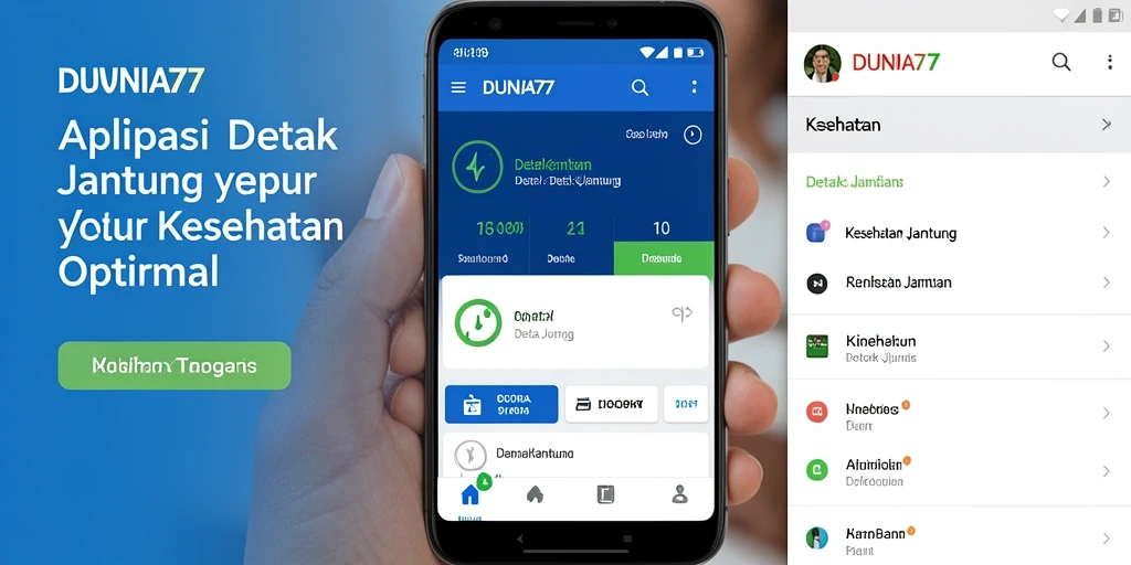 Tampilan antarmuka DUNIA77 yang intuitif dan informatif untuk detak jantung.