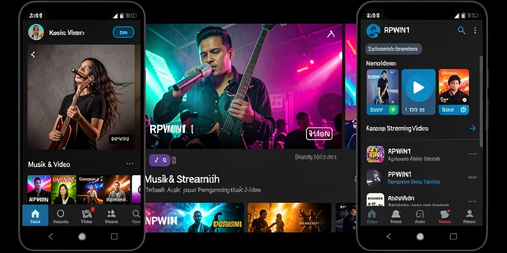Tampilan antarmuka pengguna <strong>RPWIN1</strong> yang modern dan fungsional untuk streaming video.