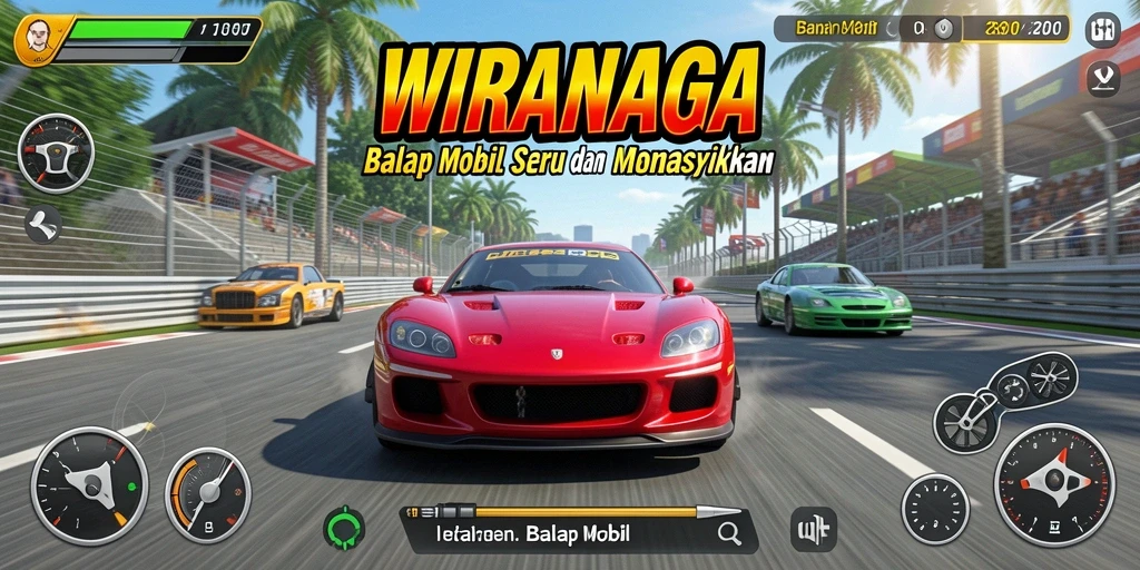 Tampilan antarmuka balap mobil yang menakjubkan di WIRANAGA.